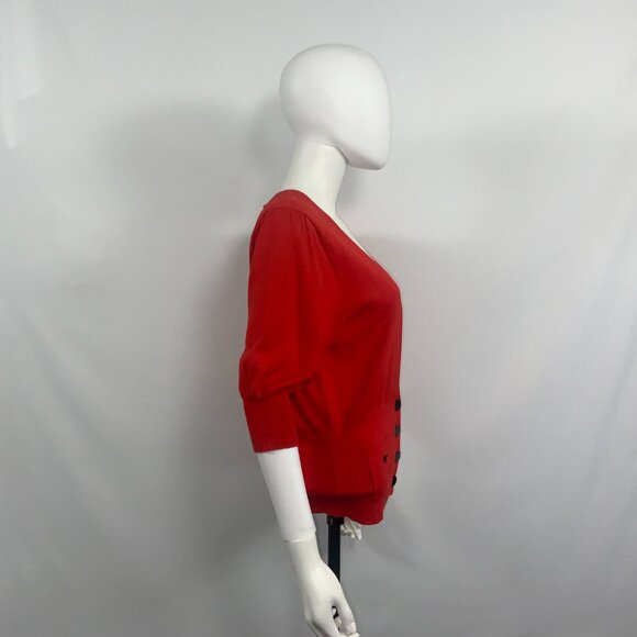 Kenneth Cole New York Red Kasper Women Cardigan Sweater Red 3/4 Sleeve Size L - Picture 3 of 11